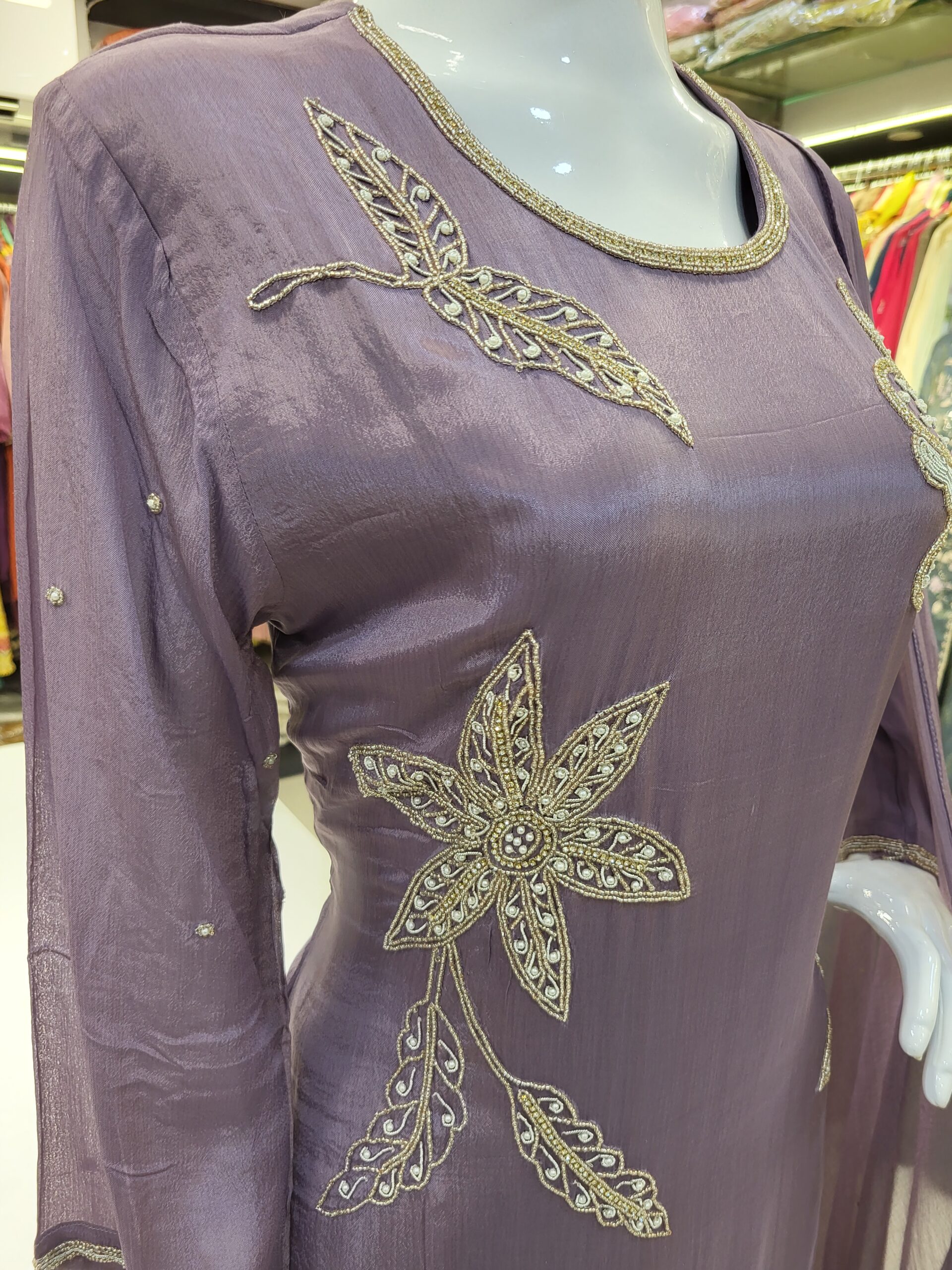Designer Moti Work Kurta Set with Dupatta - Image 2