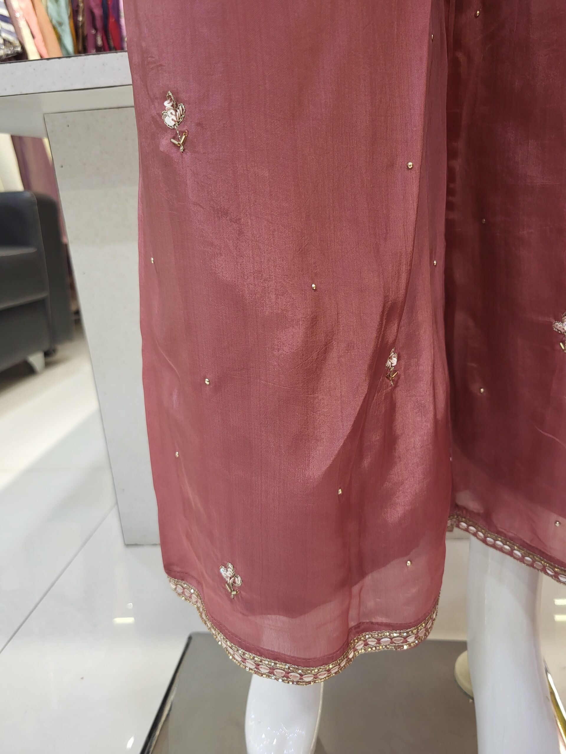 Designer Party Wear Suit with Heavy Handwork - Image 9