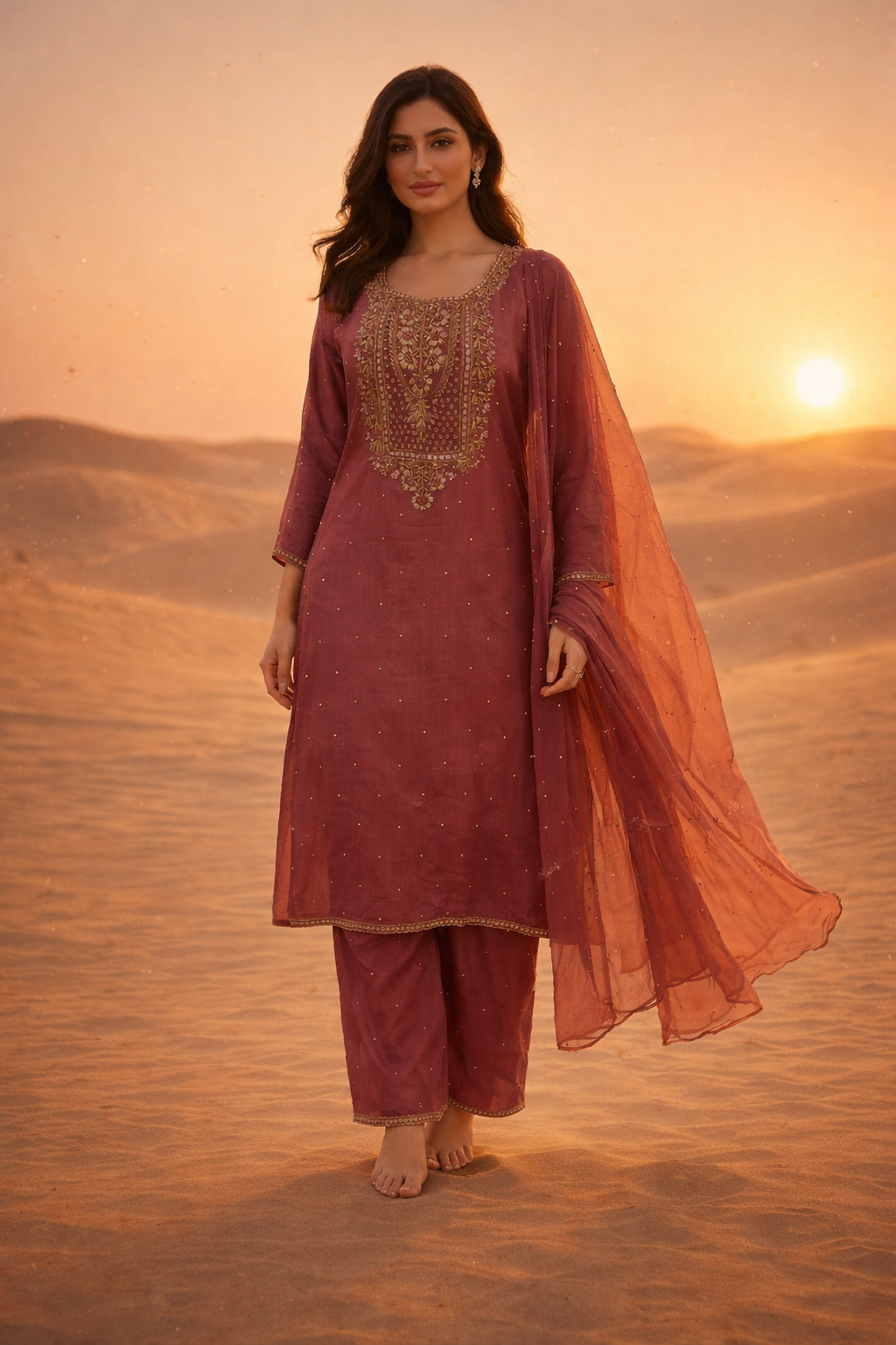 Designer Party Wear Suit with Heavy Handwork - Image 5