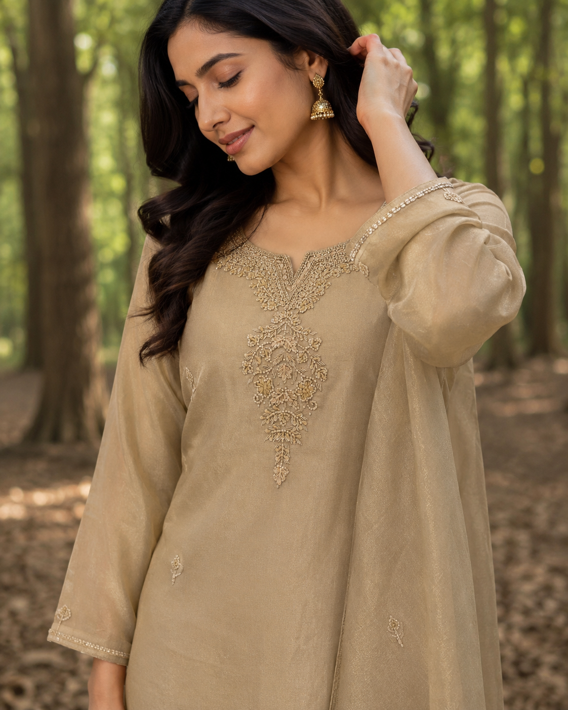Premium Handwork V Neck Kurta Pant Set with Dupatta for Women - Image 13