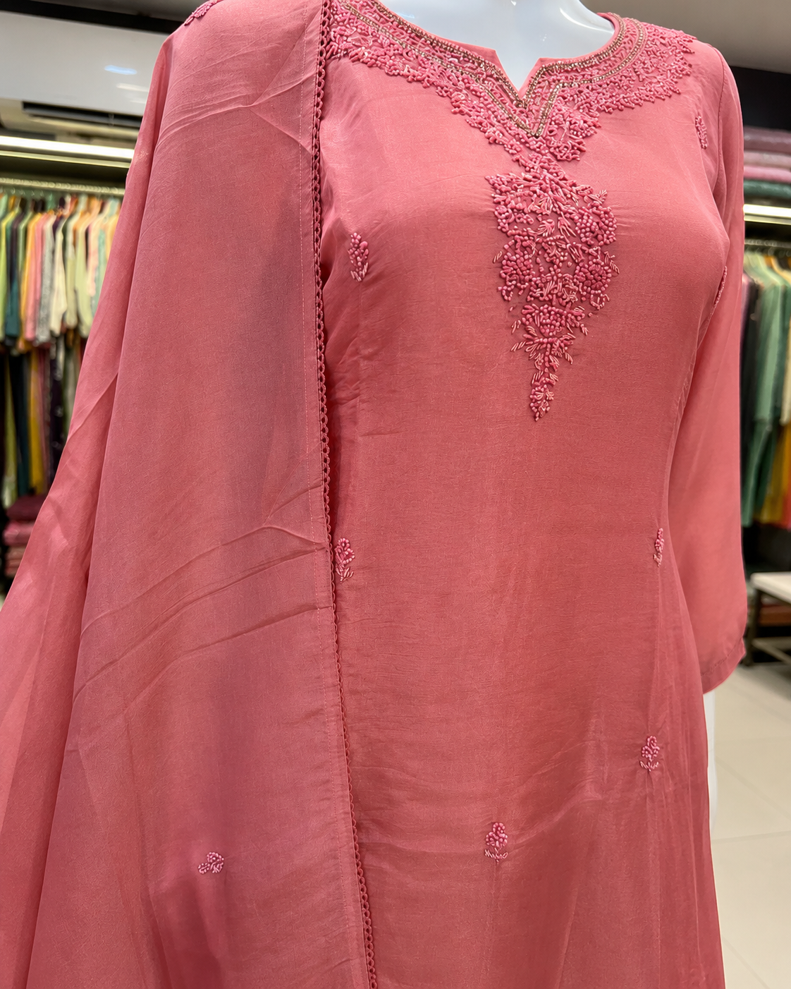 Premium Handwork V Neck Kurta Pant Set with Dupatta for Women - Image 3