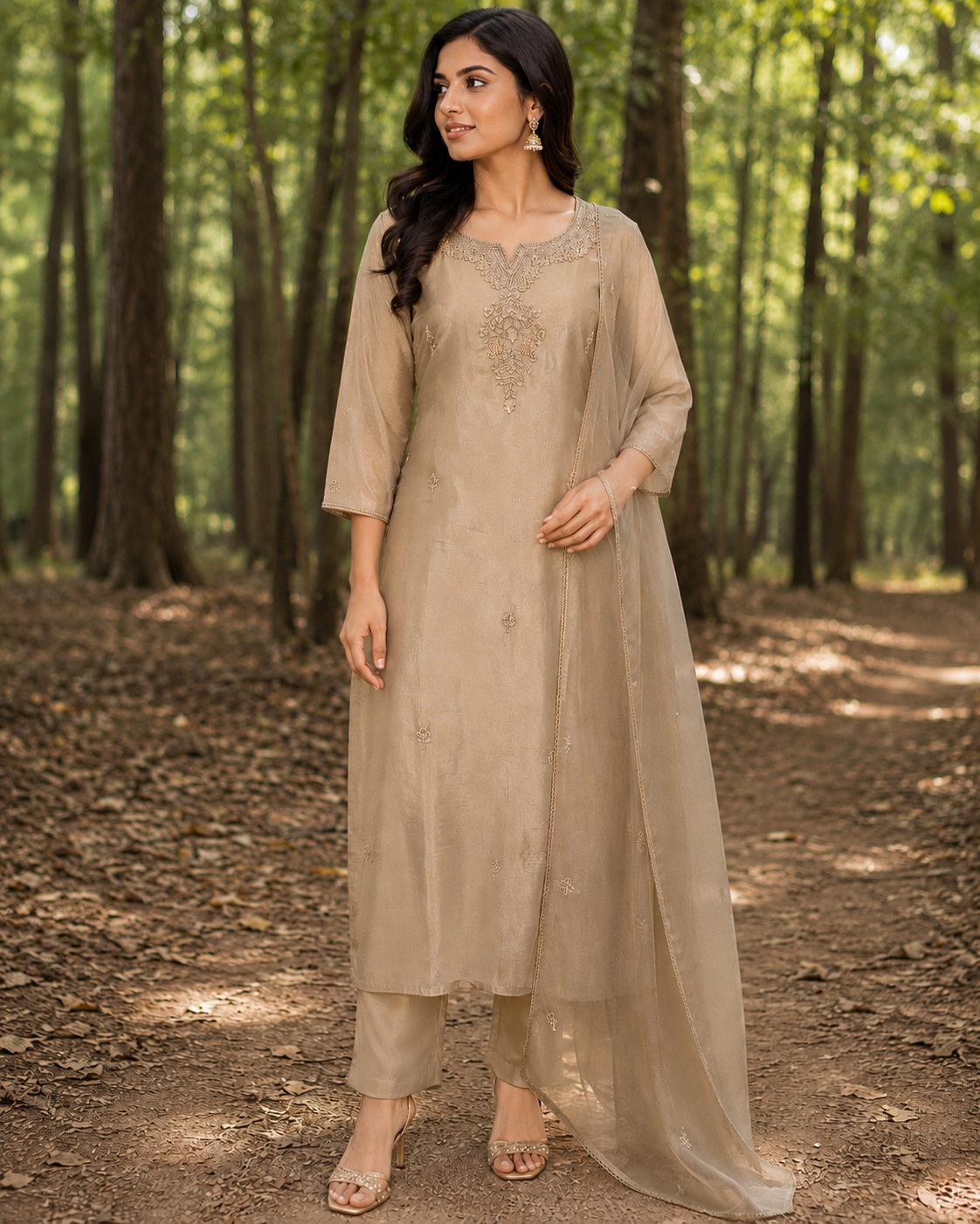 v neck kurta pant set