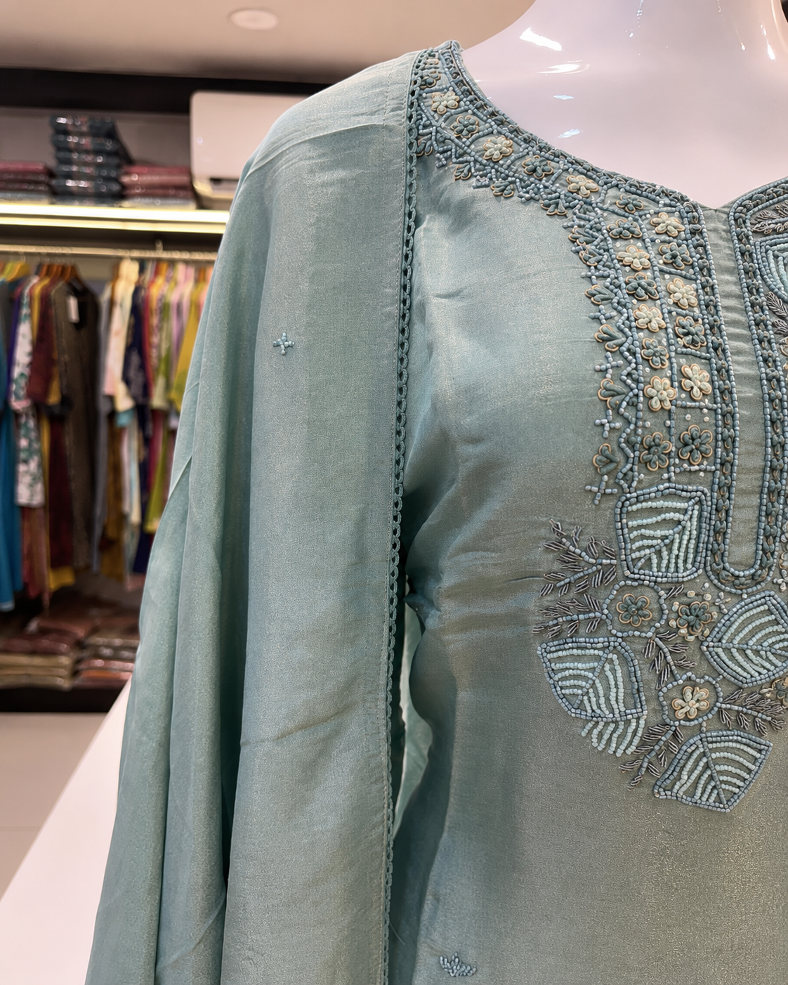 Handwork Tissue Kurta Pant Set with Dupatta for Women - Image 9