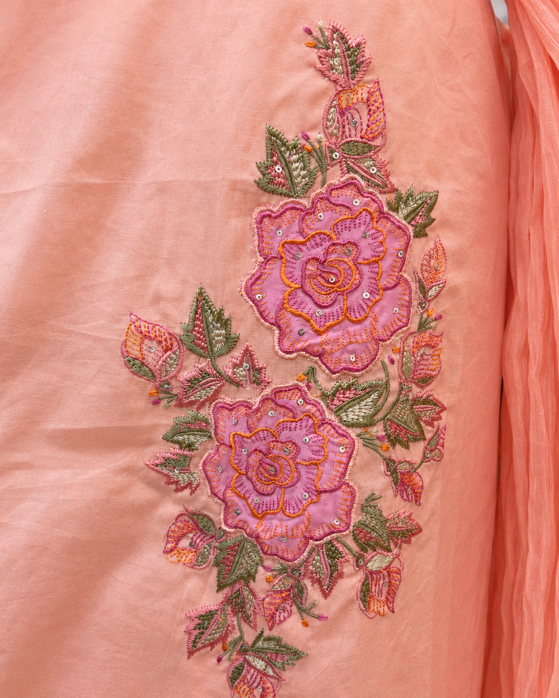Premium Peach Cotton Kurta Pant Set with Dupatta - Image 4