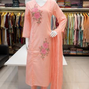 Peach cotton kurta pant set